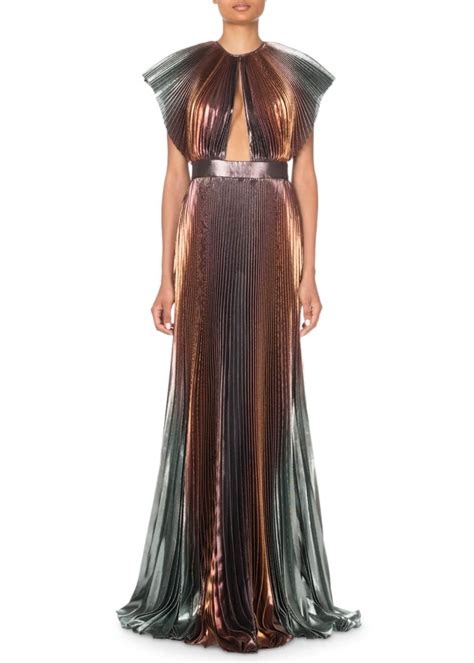 metallic-ombre plisse cutout gown by givenchy